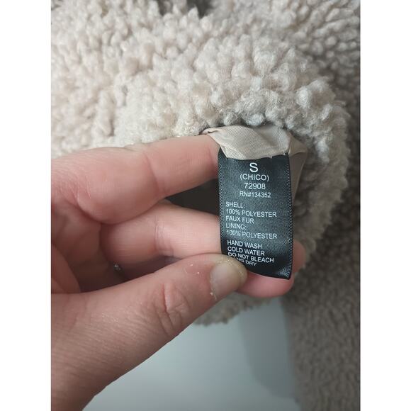 Ambiance Outerwear Women's Cream Fluffy Faux Fur Teddy Jacket Women Size Small - Picture 4 of 5